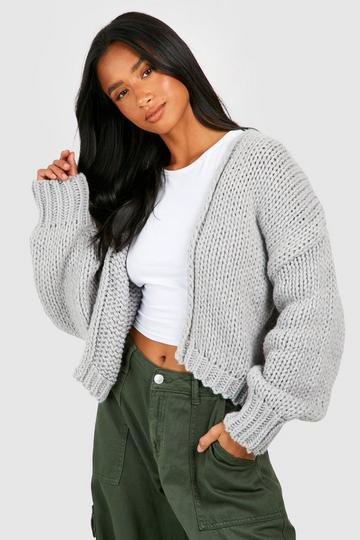 Petite - Cardigan en maille épaisse grey