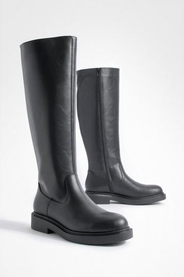 Minimal Chunky Knee High Boots black