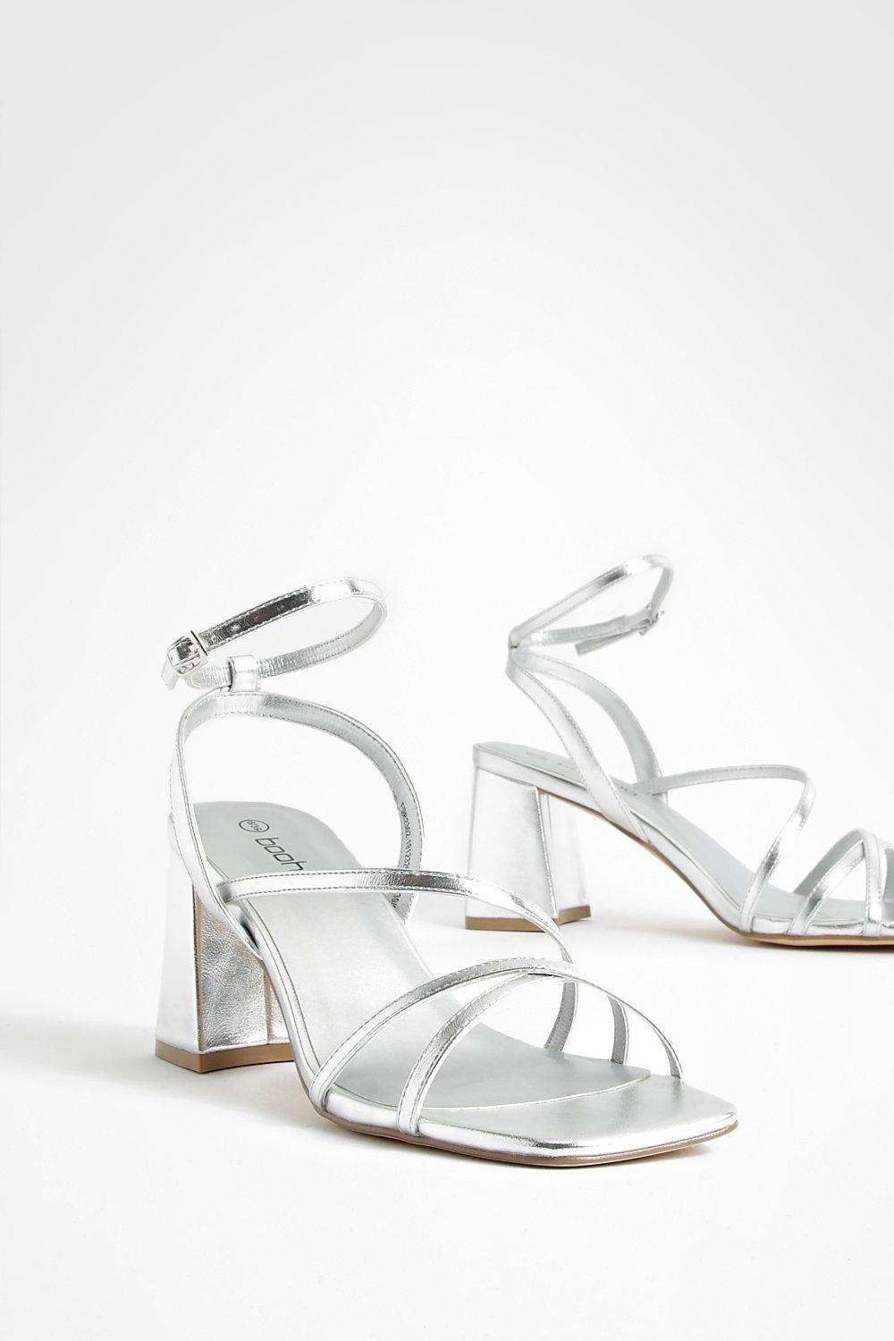 Silver mid heel sandals hot sale uk