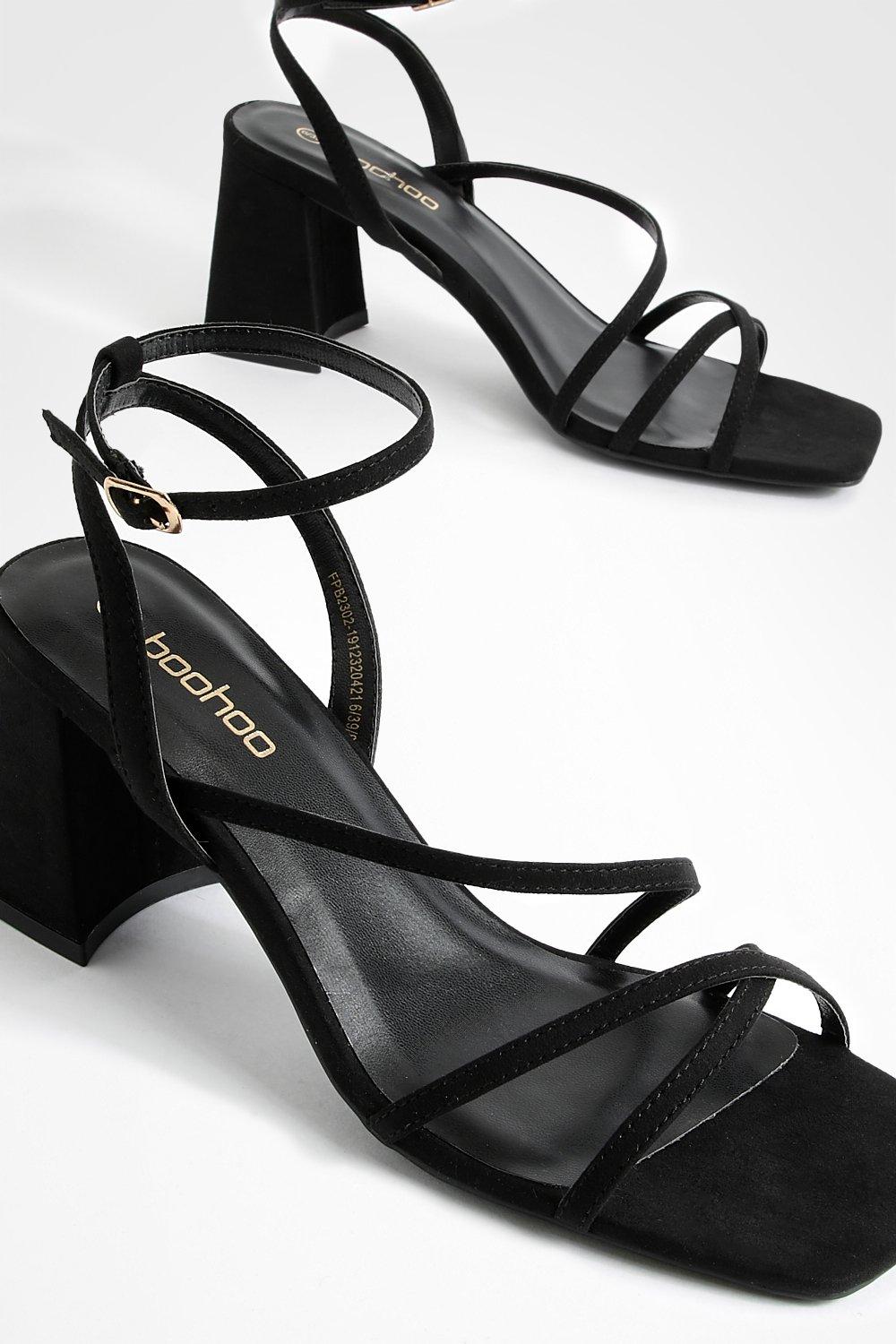 Black mid 2024 heel sandals uk