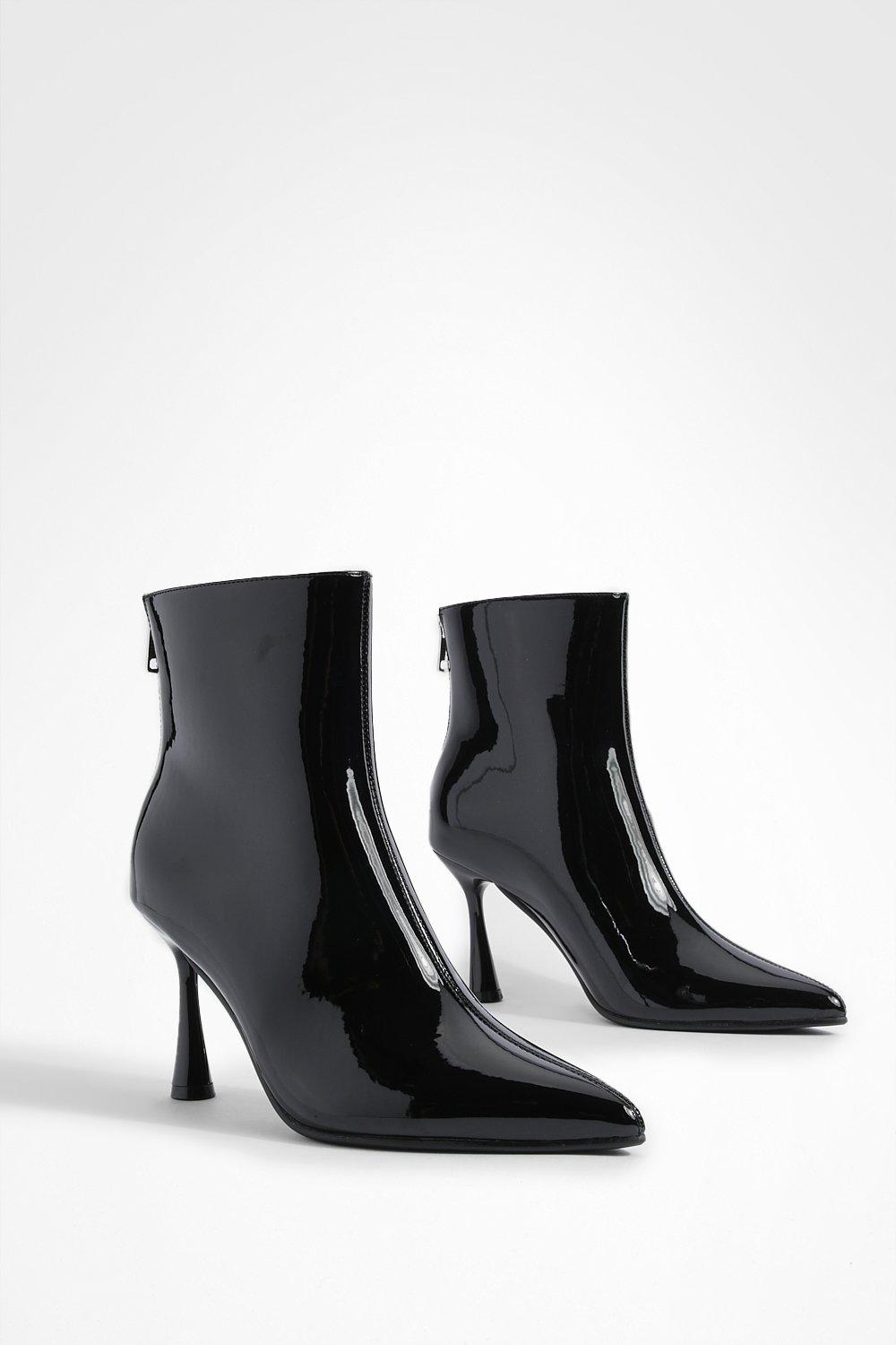 Wide fit black patent sale ankle boots