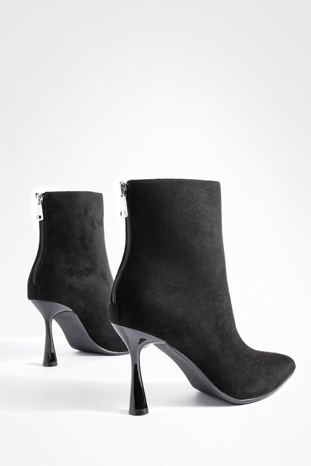 Black Faux Suede High Point Ankle Boot