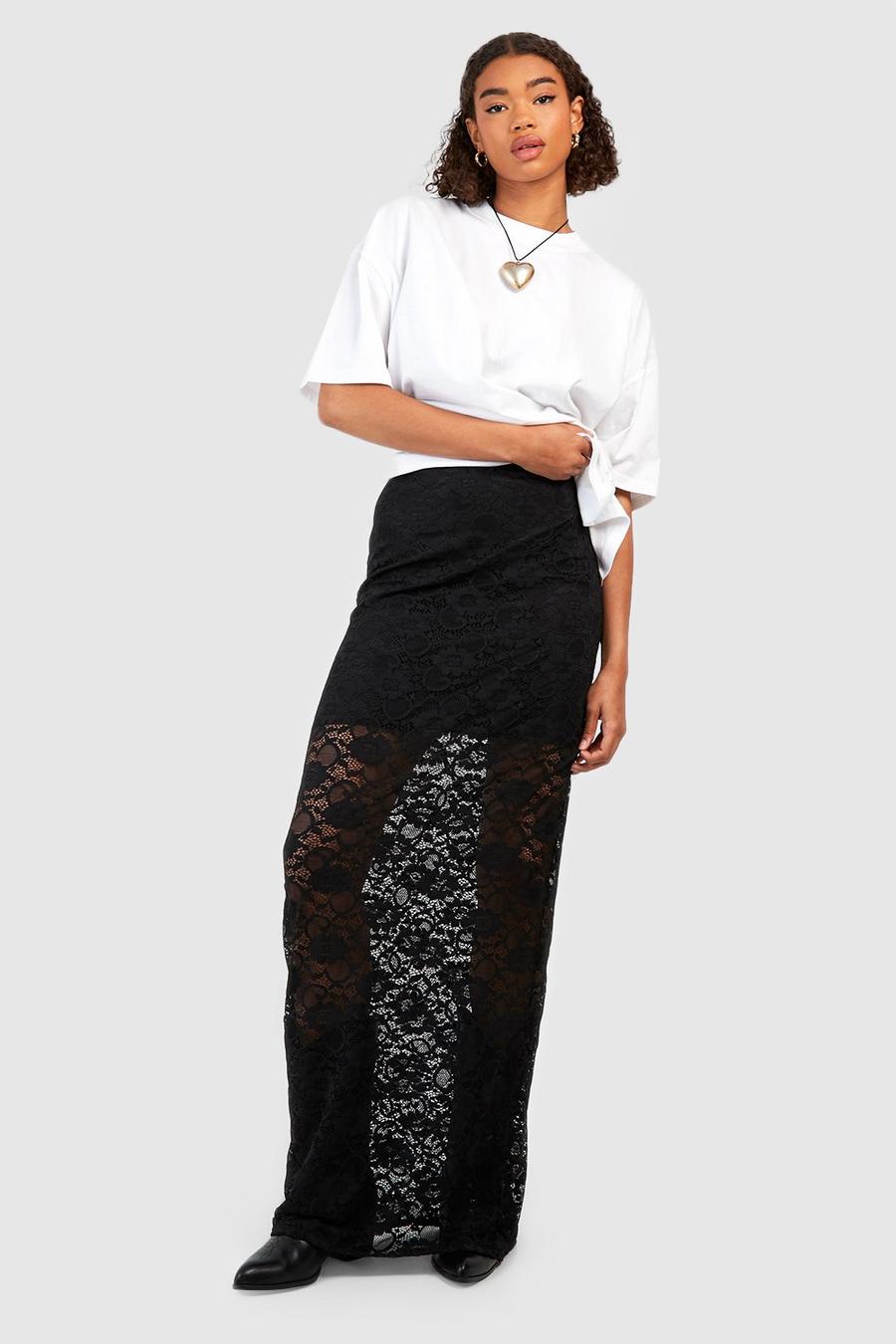 Black Tall Lace Maxi Skirt image number 1