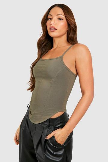 Tall Stretch Strappy Corset Top khaki