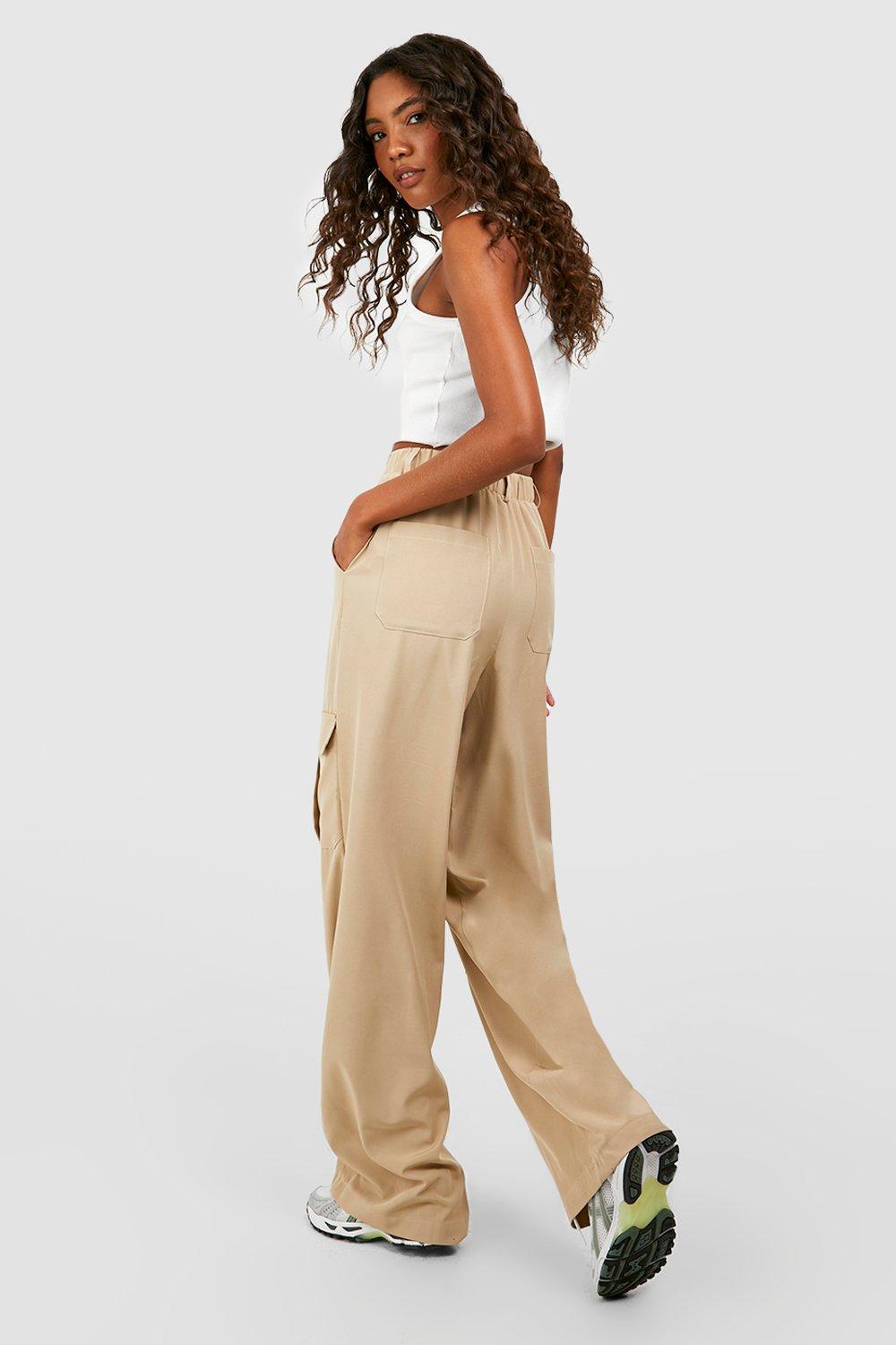 Women's Tall Pocket Detail High Waisted Wide Leg Cargo Trousers