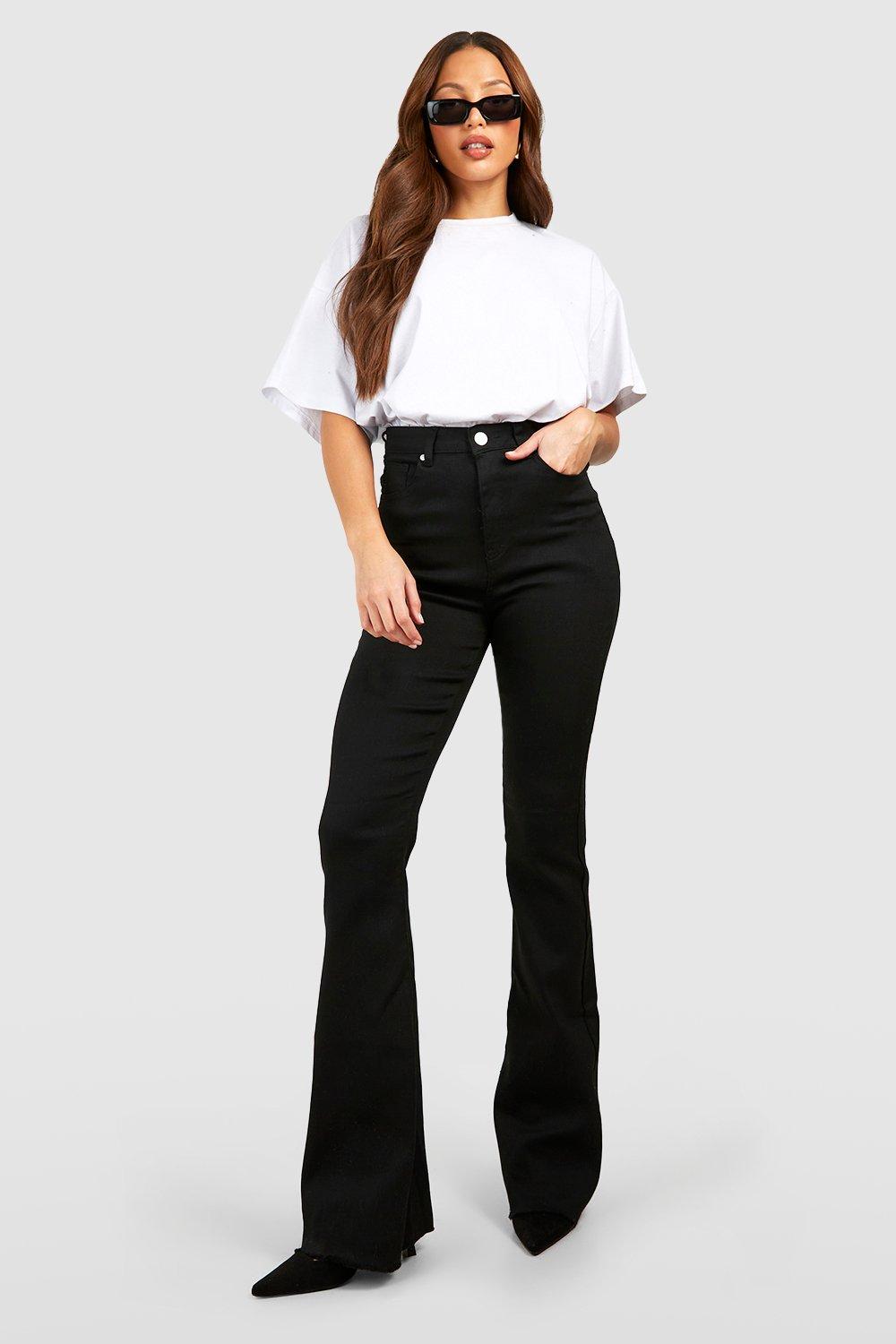 Raw Hem High Waisted Flared Jeans