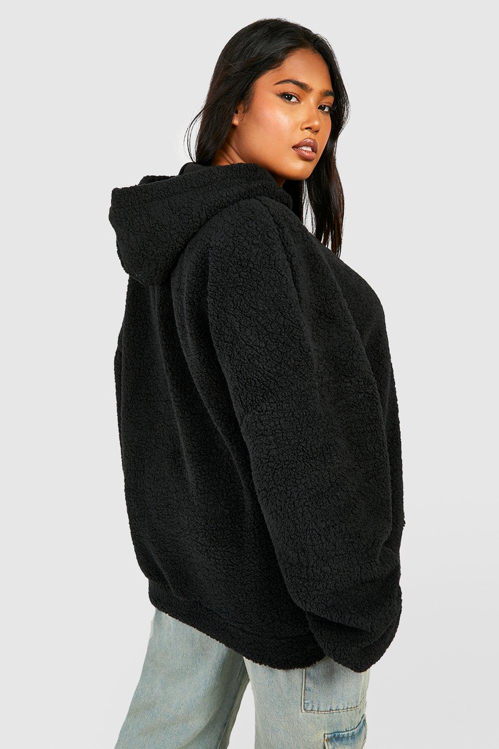 Plus size borg hoodie sale