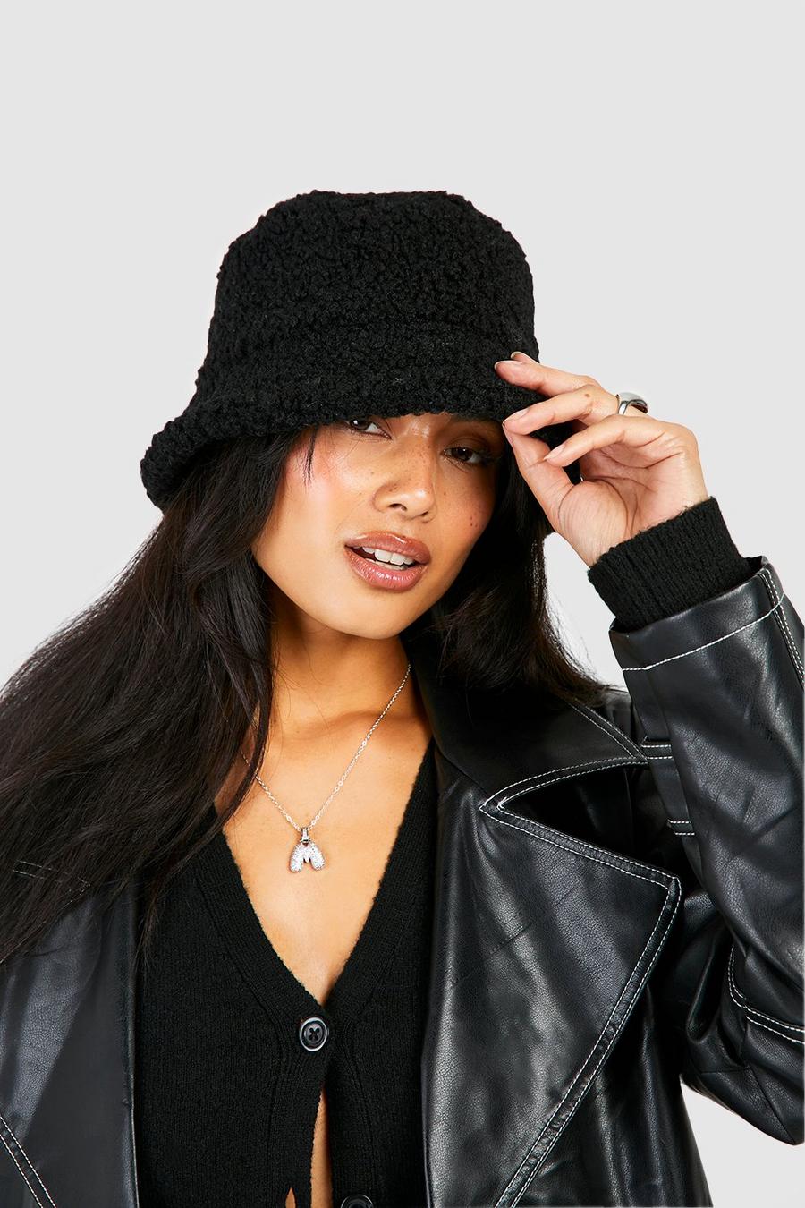 Ladies Sherpa Bucket Hat Black
