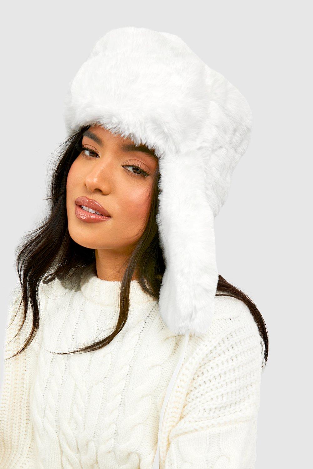 Cream Faux Fur Trapper Ski Hat