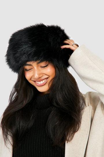 Black Faux Fur Headband black