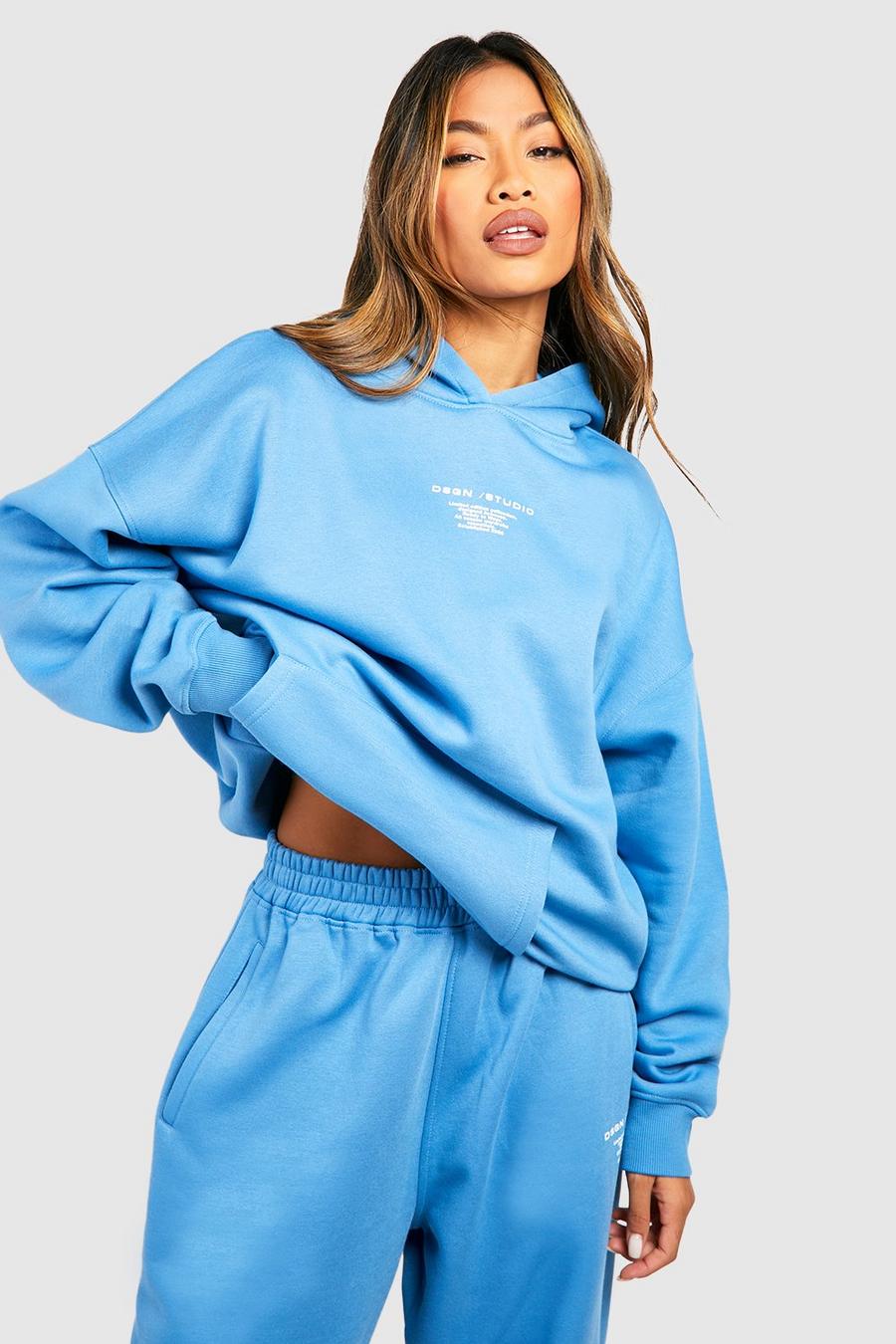 Blue Dsgn Studio Oversize hoodie med slogan image number 1