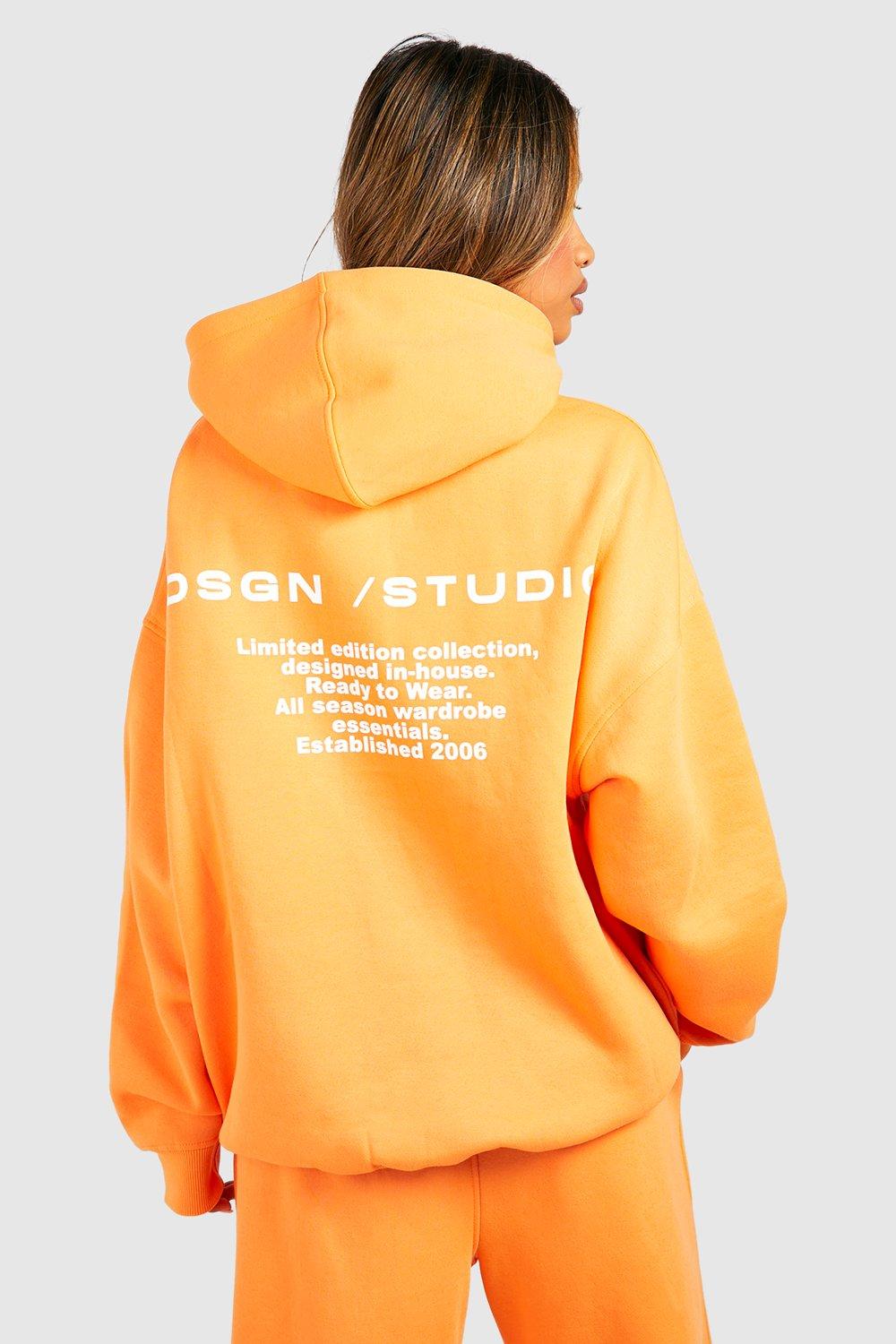 Oversized orange hot sale hoodie women's