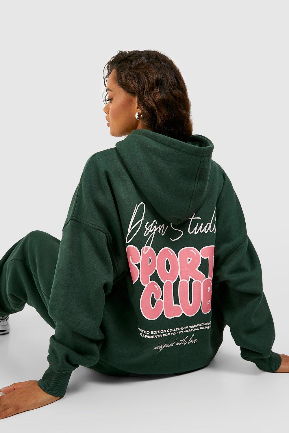 Green Dsgn Studio Sports Bubble Slogan Oversized Hoodie