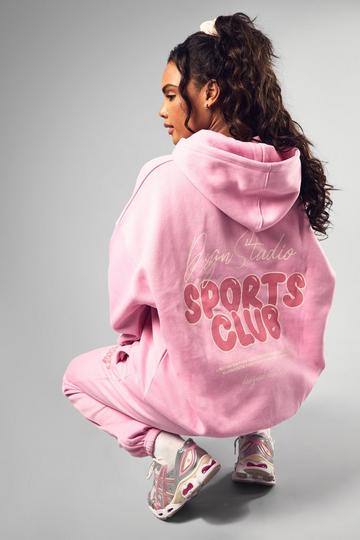 Dsgn Studio Sports Bubble Slogan Oversized Hoodie pink