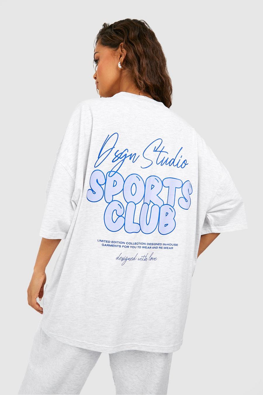 T-shirt oversize con slogan Dsgn Studio Sports a bolle d’aria, Ash grey
