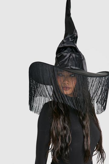 Halloween Fringe Detail Witches Hat black