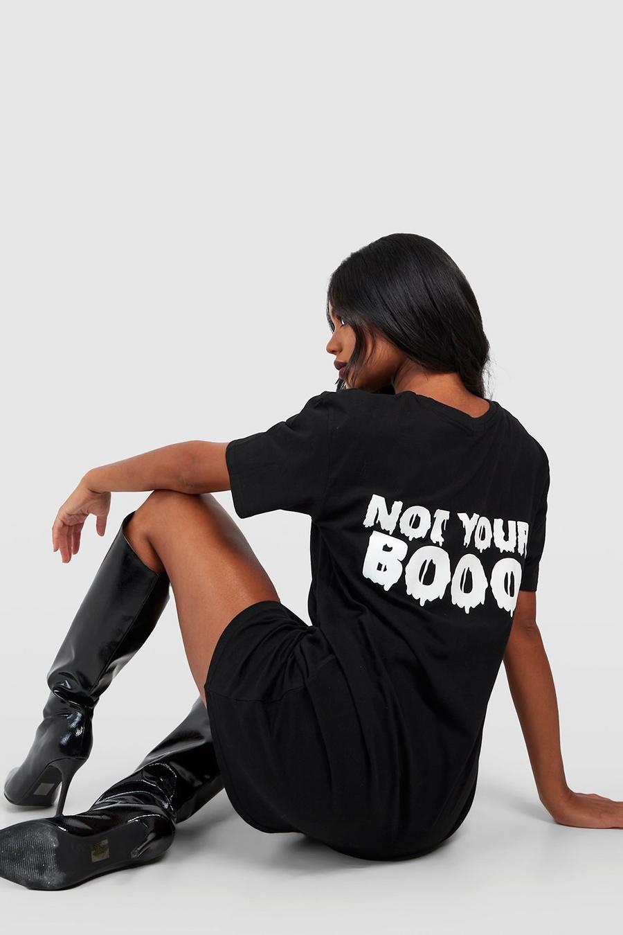 Black svart Not Your Boo Oversized Halloween T-shirt Dress