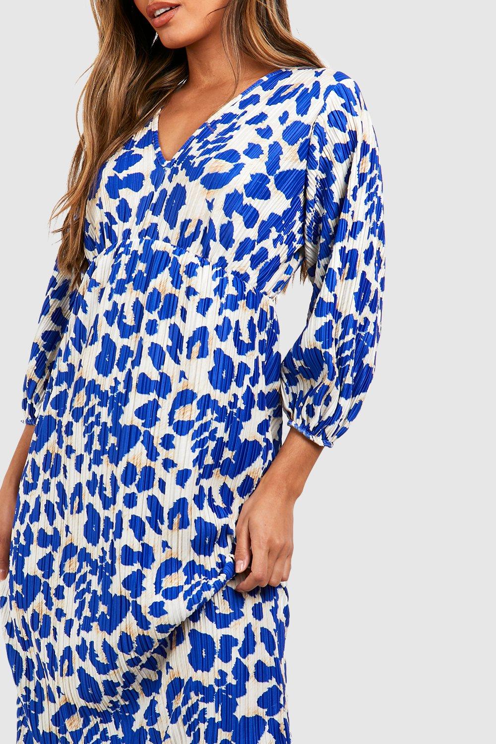 Boohoo blue on sale leopard print dress