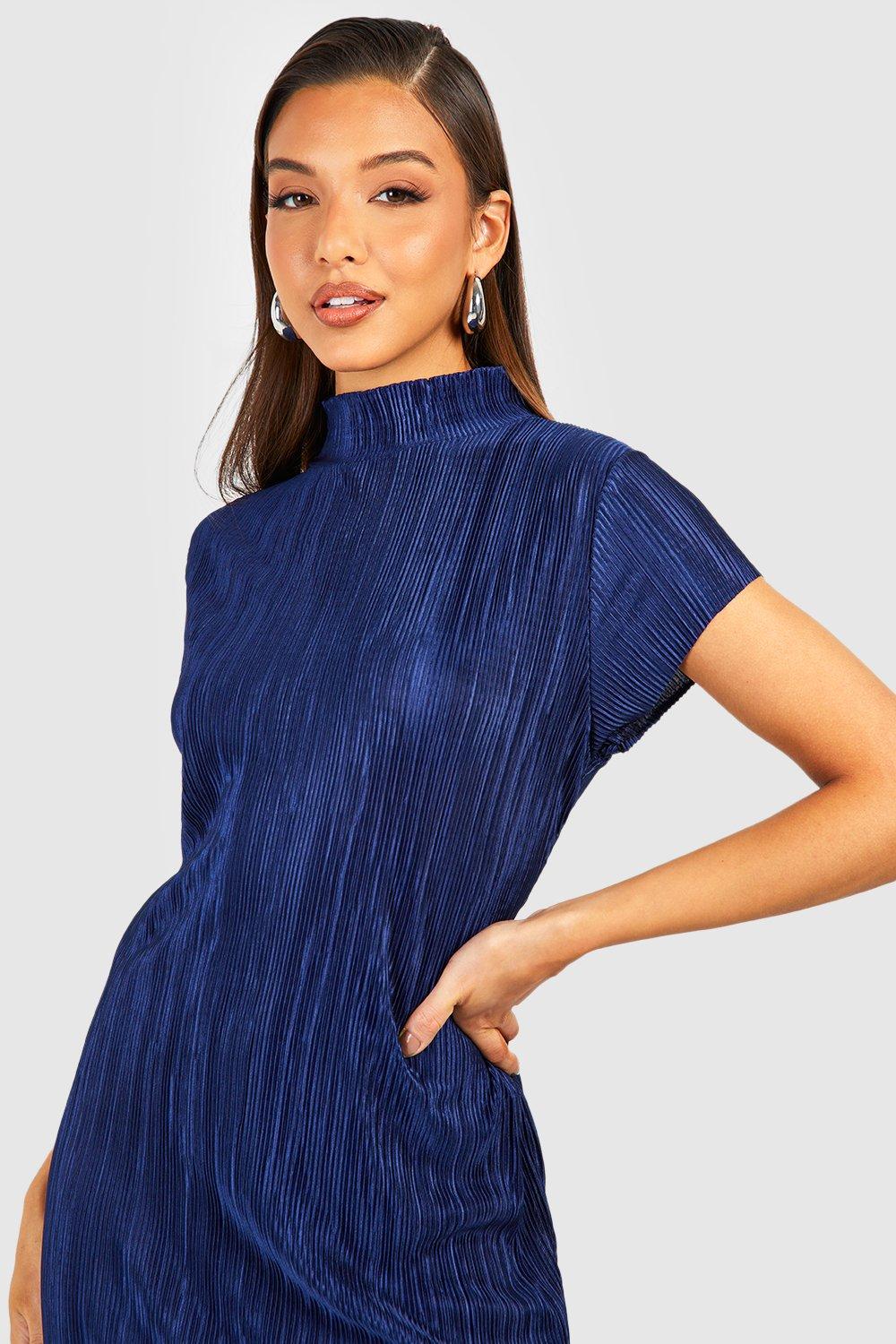 Boohoo navy midi dress hotsell
