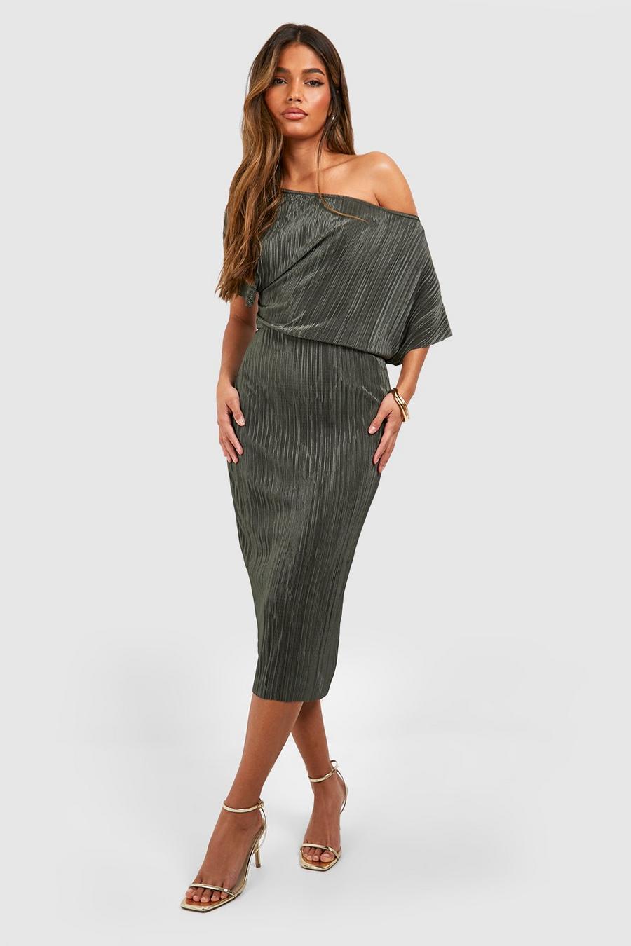 Robe mi-longue plissée, Light khaki