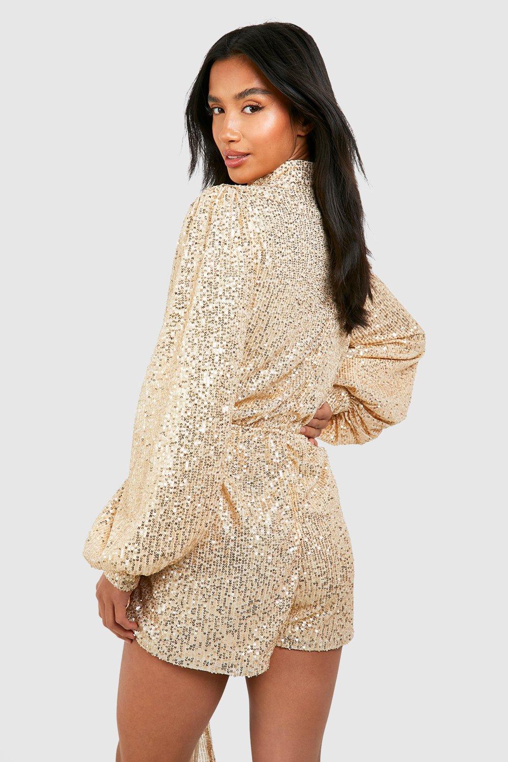 Sequin playsuit boohoo online