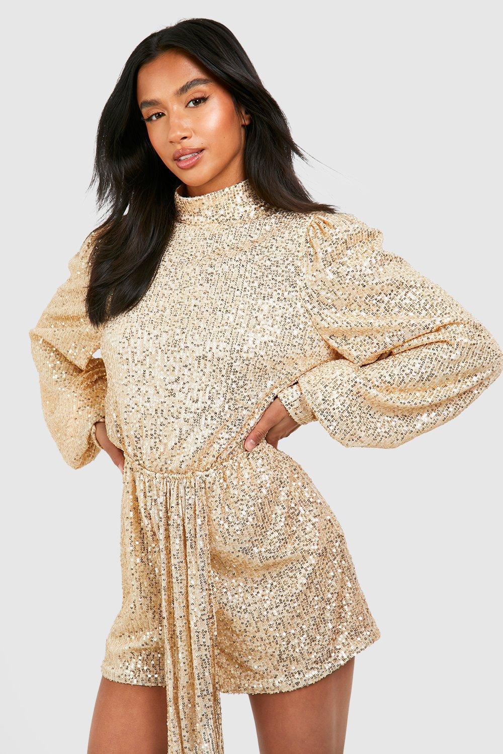 Sequin long hot sale sleeve playsuit