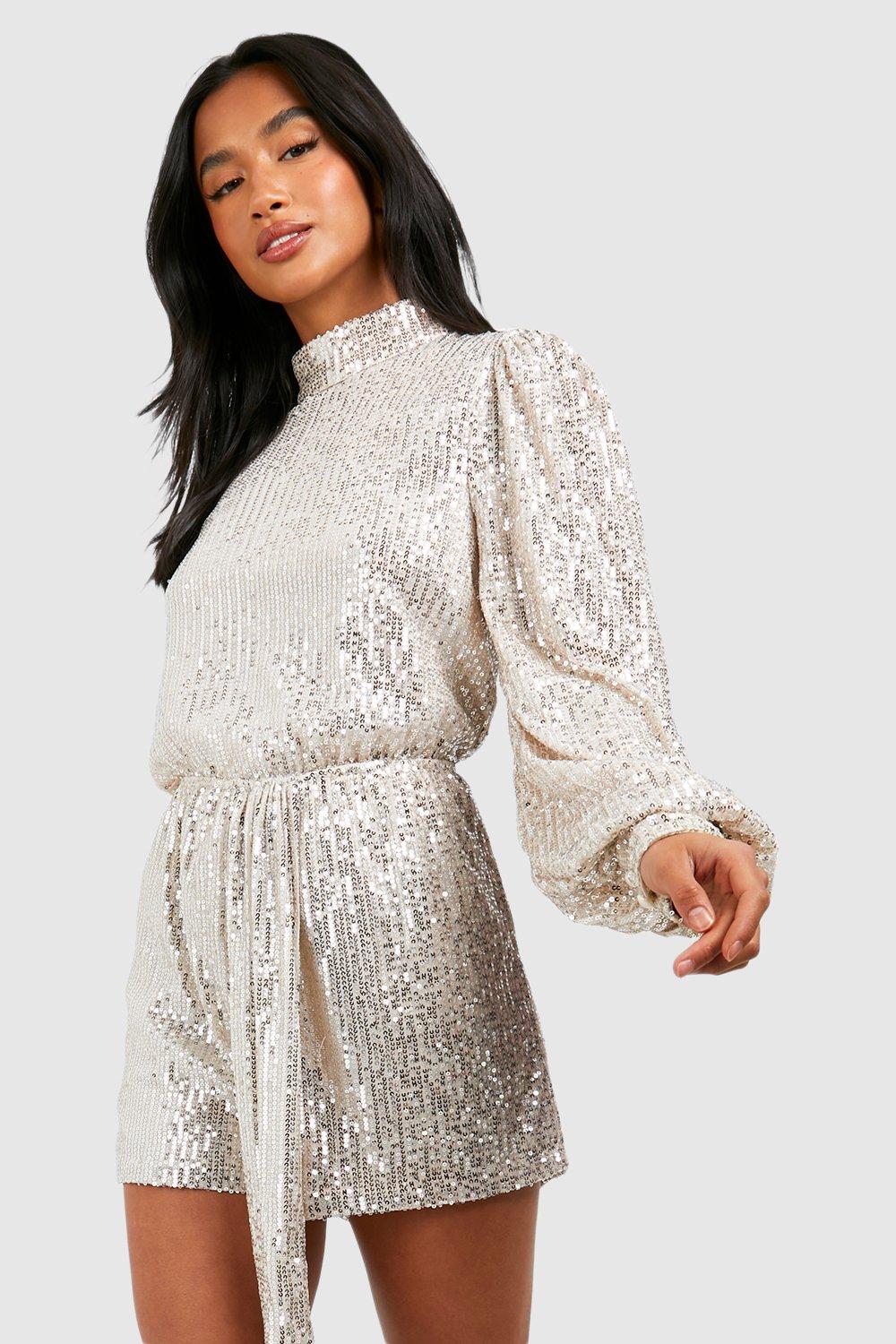 Long sleeve cheap sequin playsuit