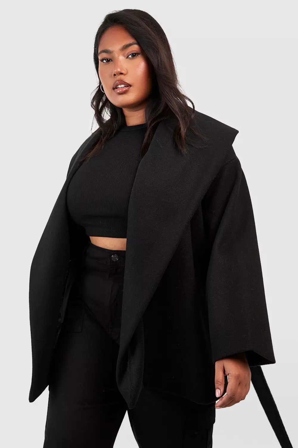 Plus size belted jacket hotsell