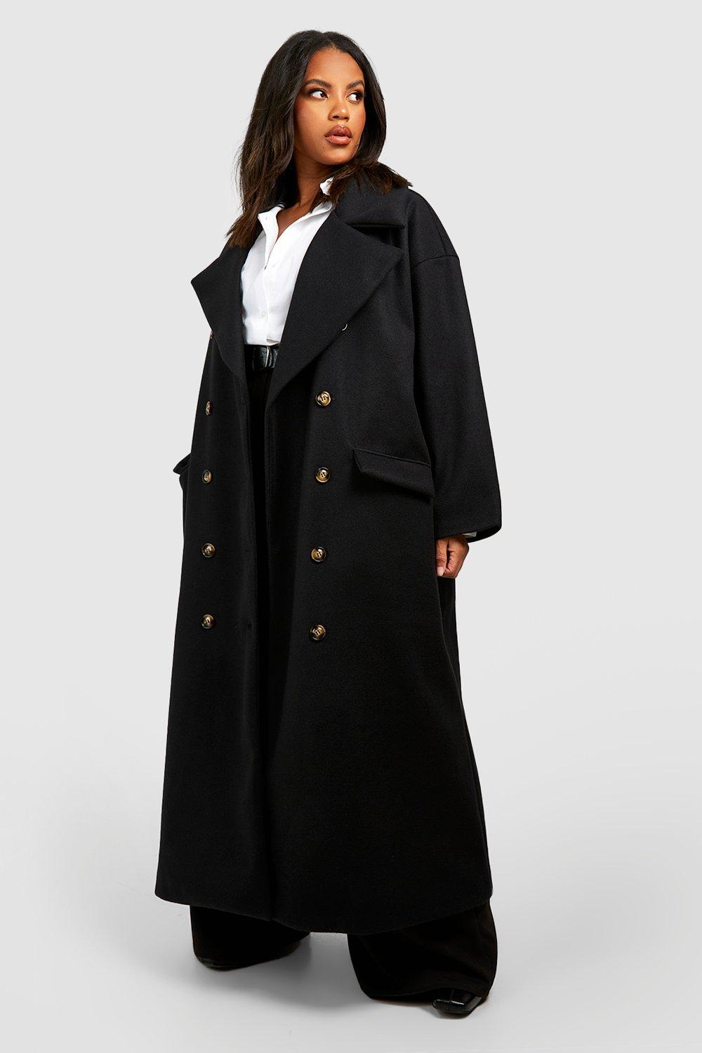 Black maxi coat online with hood