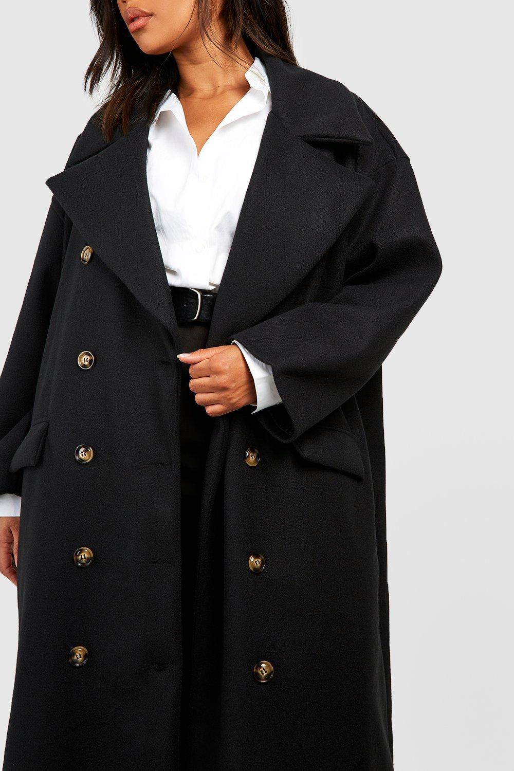 Black wool maxi store coat