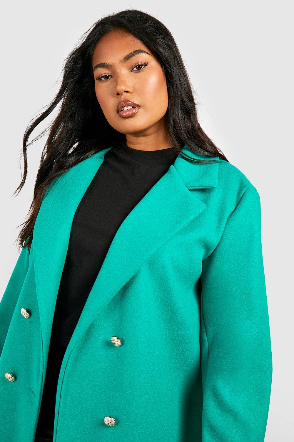 Women's Plus Double Breasted Wool Look Coat