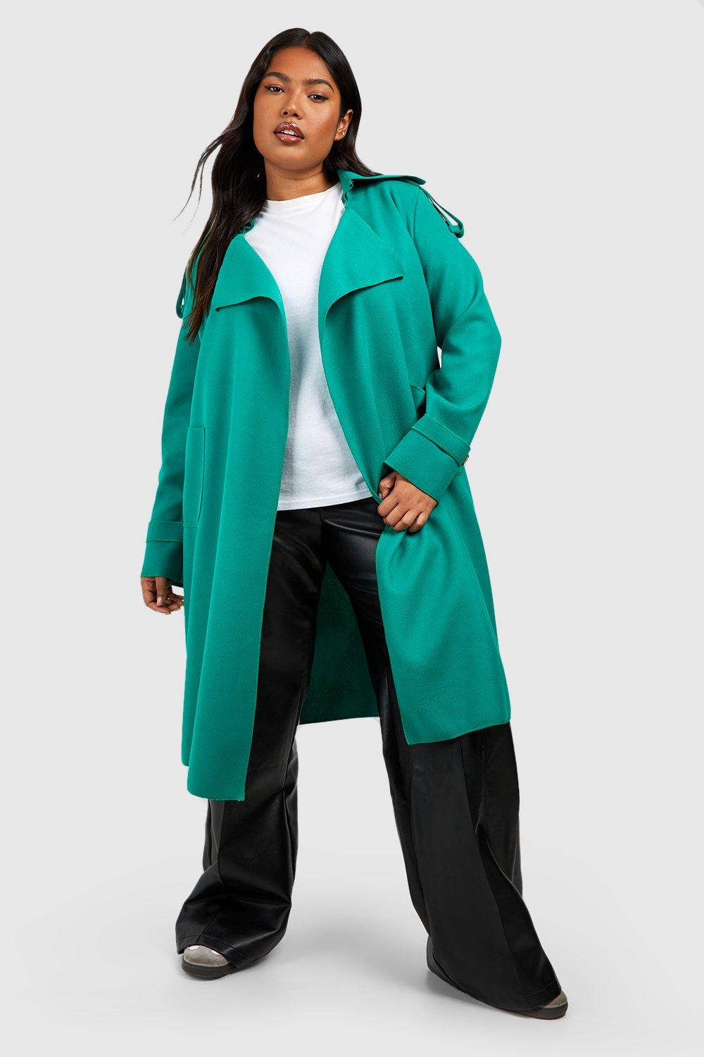 Plus size outlet green trench coat