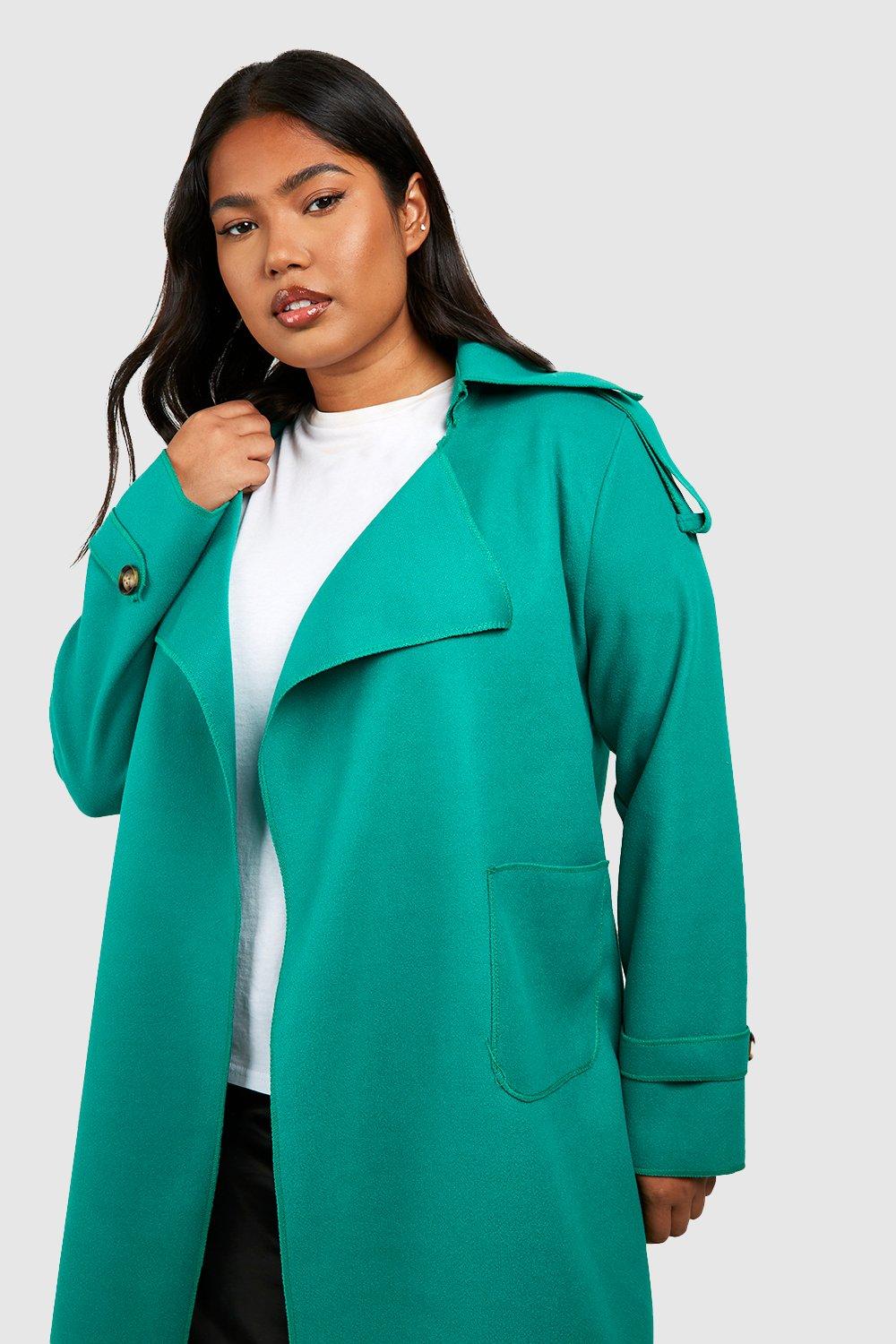 Plus size store teal coat