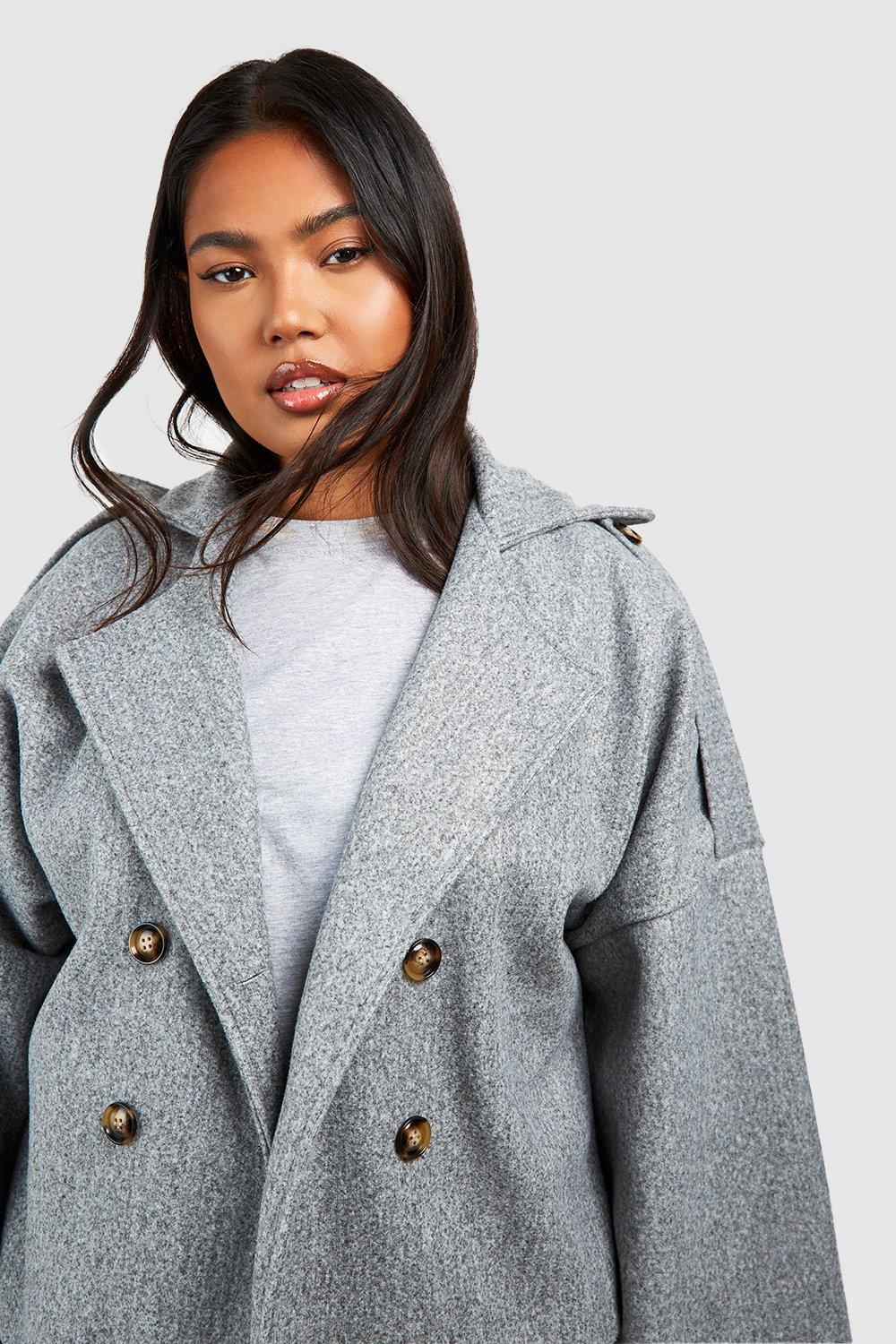 Grey wool shop trench coat