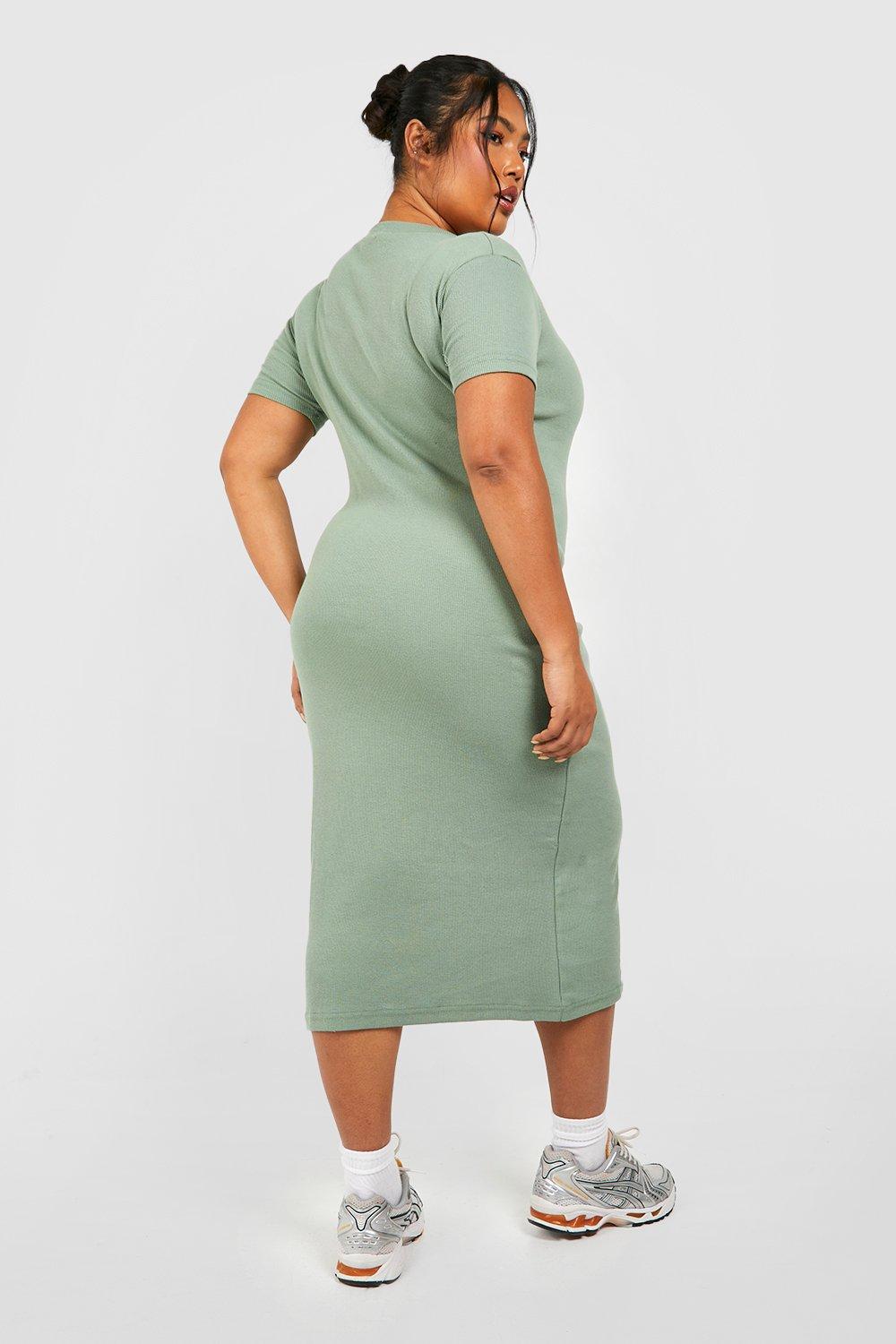 Plus size short sales sleeve midi dress