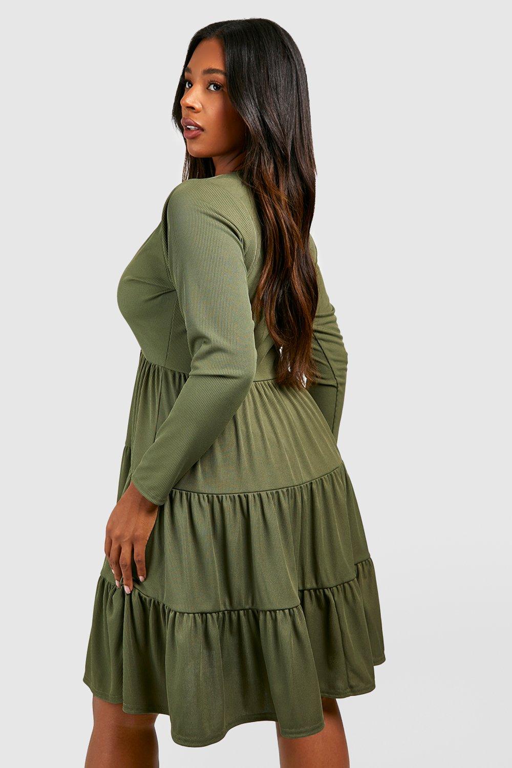 Long sleeve tiered smock clearance dress