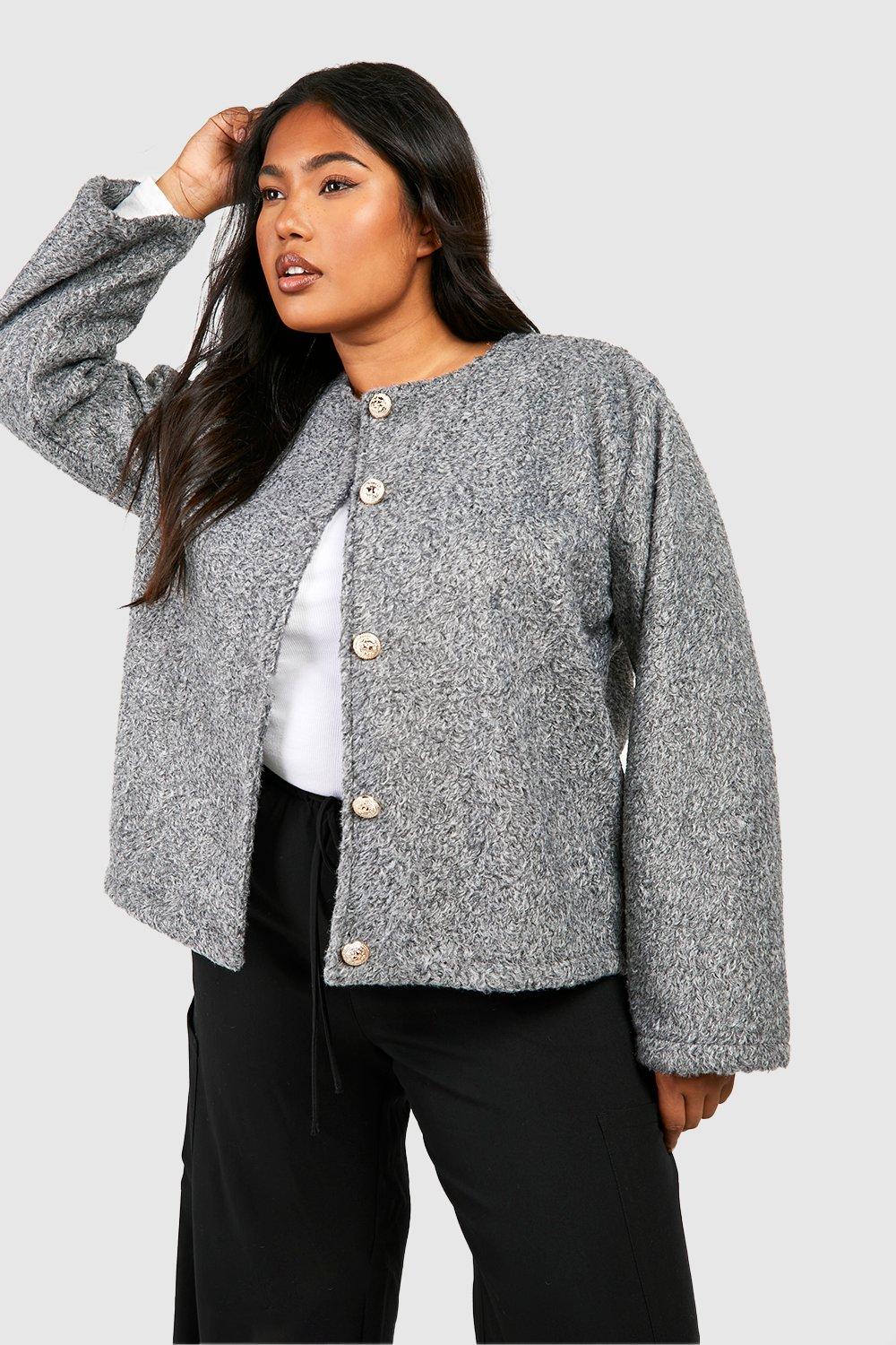 Plus size on sale grey jacket