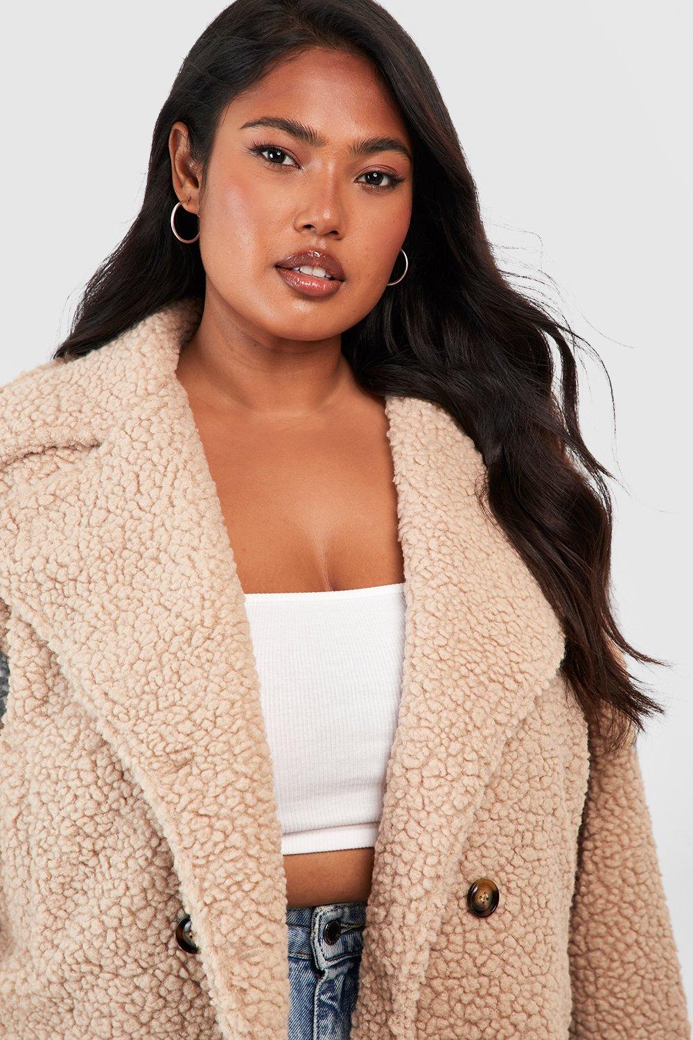 Boohoo cropped hot sale teddy jacket