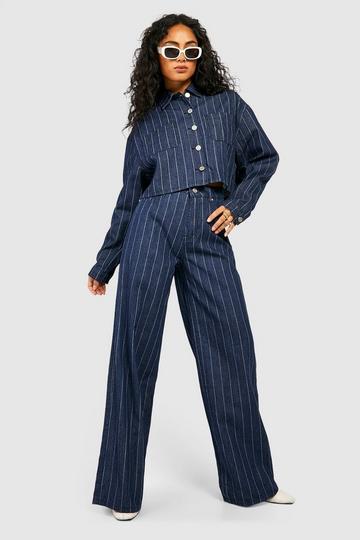 Stripe Wide Leg Jeans navy