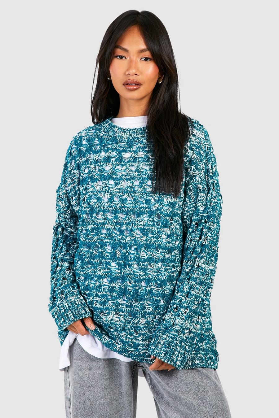 Bottle green Marl Knit Cable Jumper