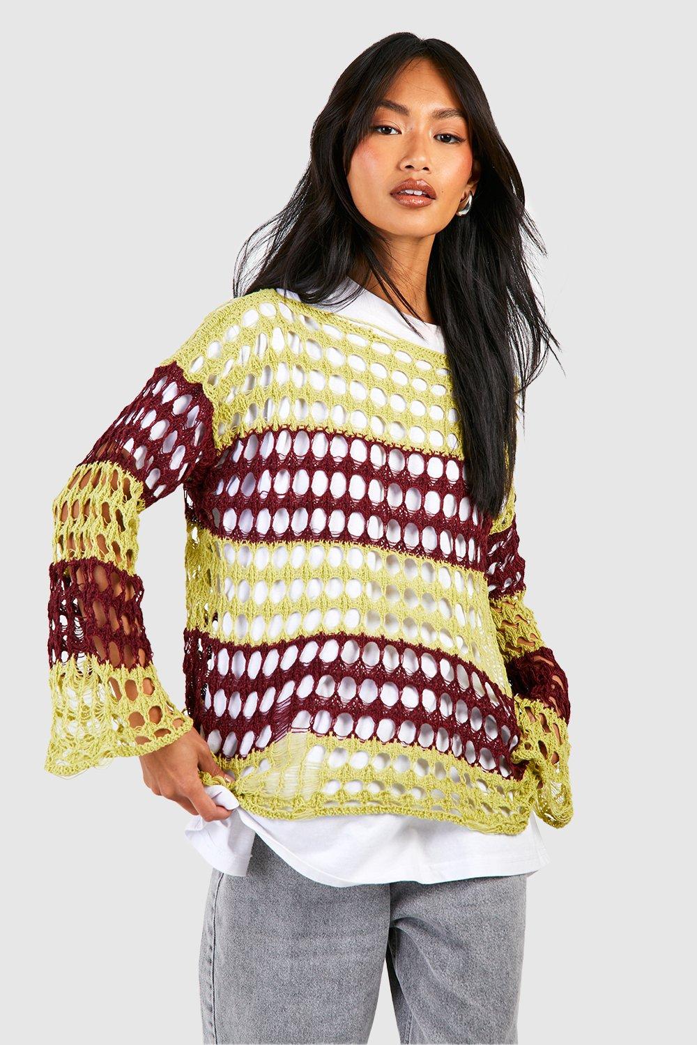 Crochet Stripe Slouchy Sweater