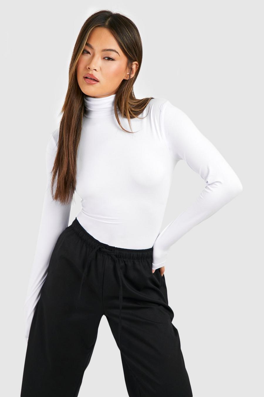 White Roll Neck Long Sleeve Top  image number 1