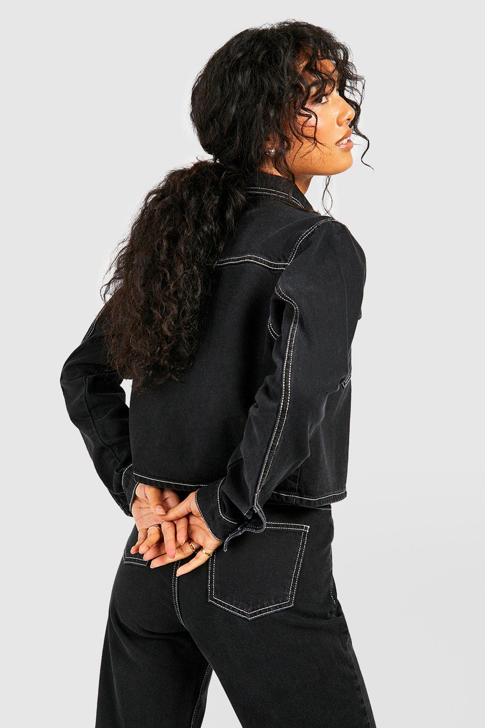 Black contrast cheap stitch jacket