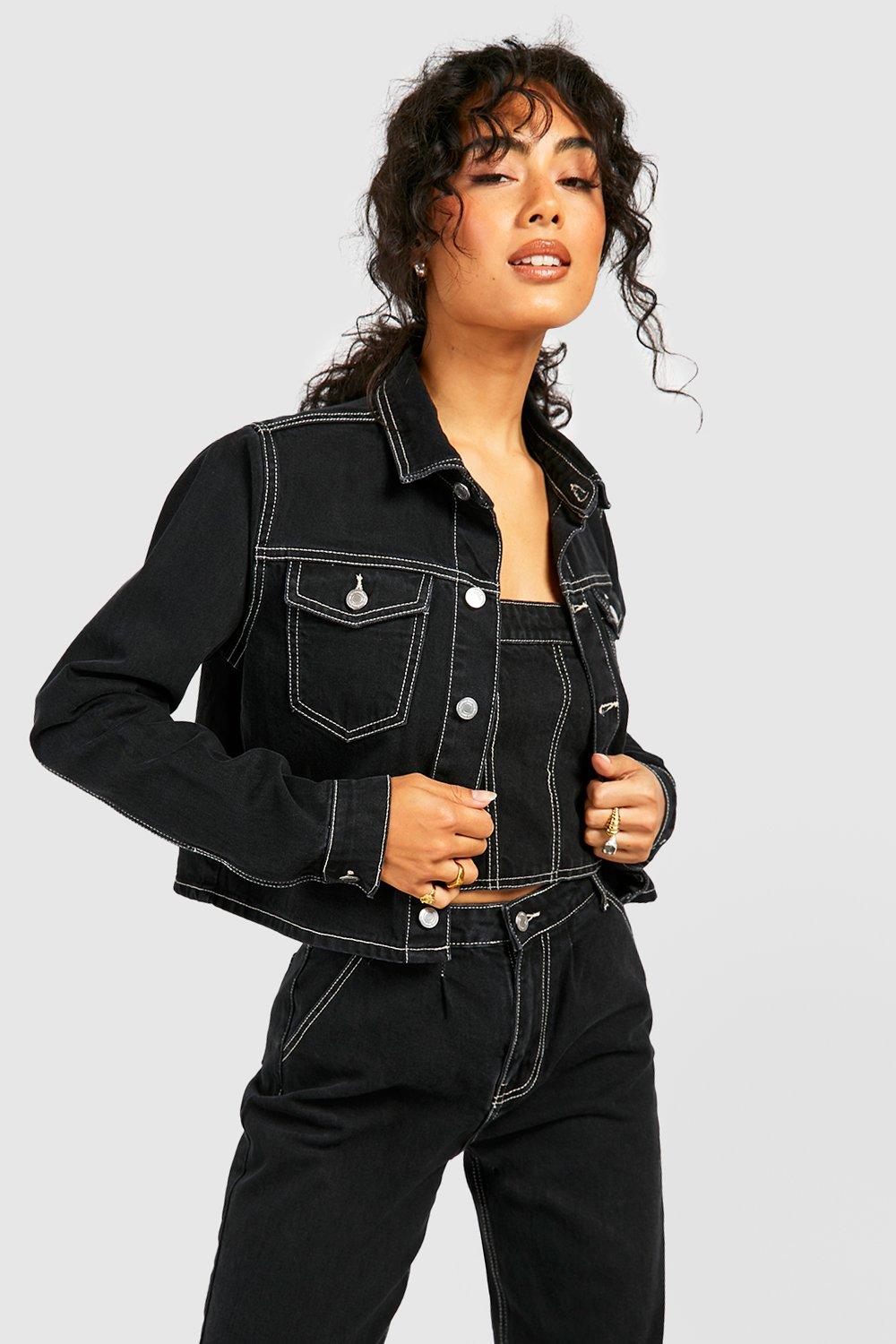 BLACK CONTRAST JACKET WITH BOOTCUT JEANS – Curato