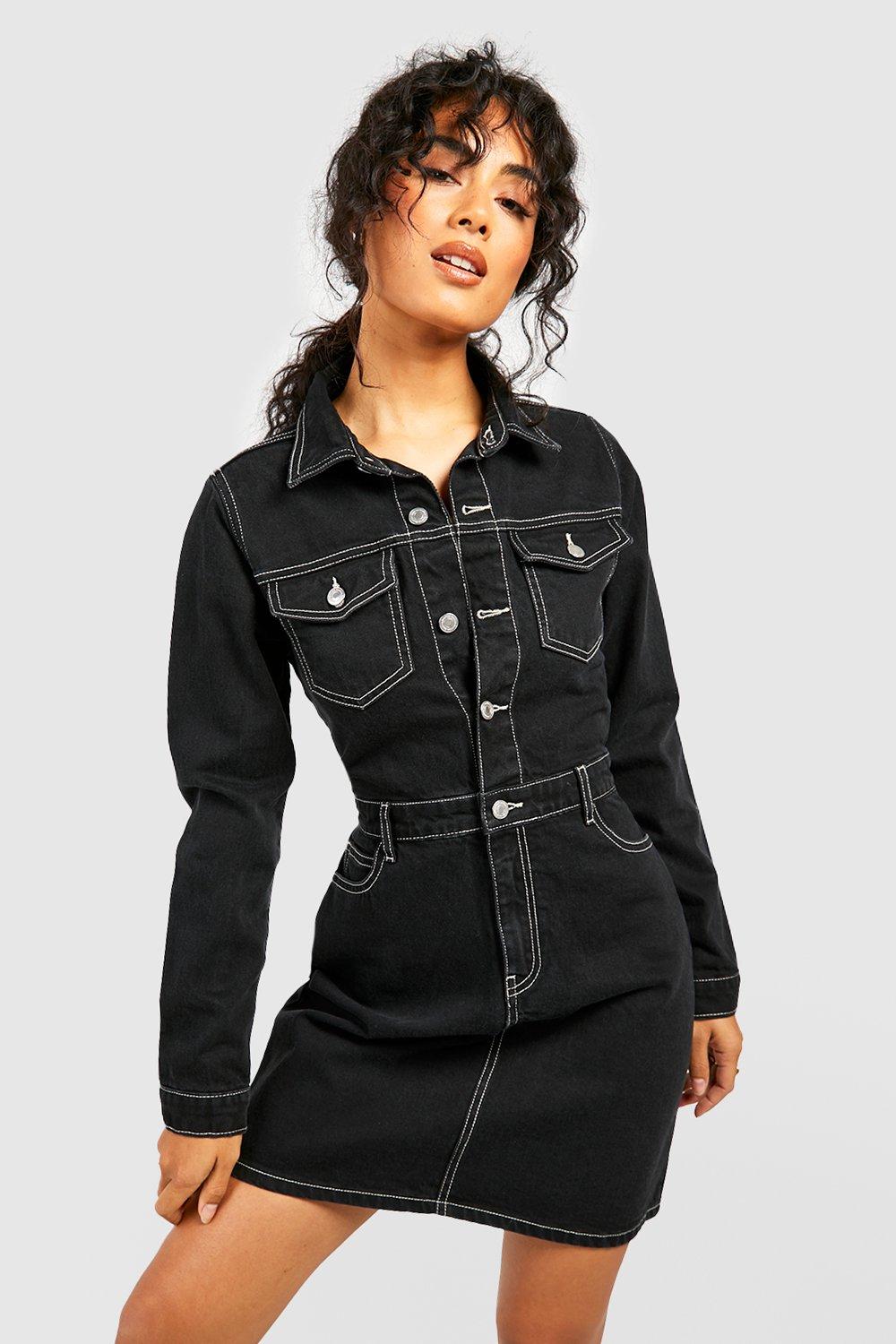 Womens black shop denim dress