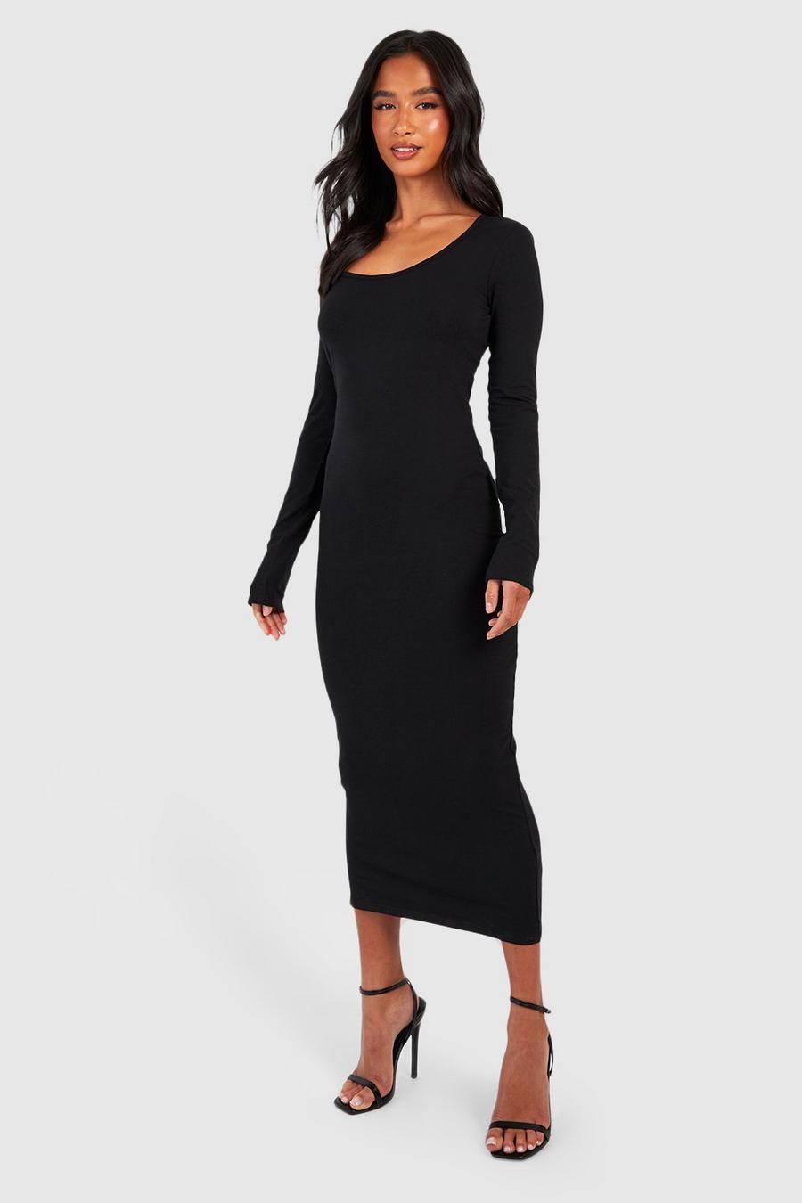 Black Petite Premium Super Soft Scoop Neck Midaxi Dress image number 1