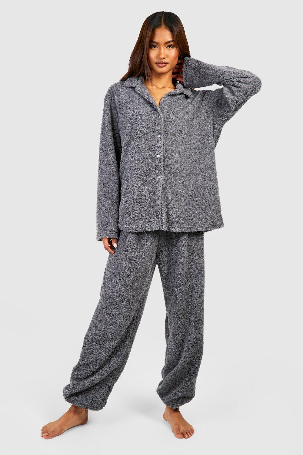 Women s Tall Fluffy Collared Loungewear Shirt Boohoo UK