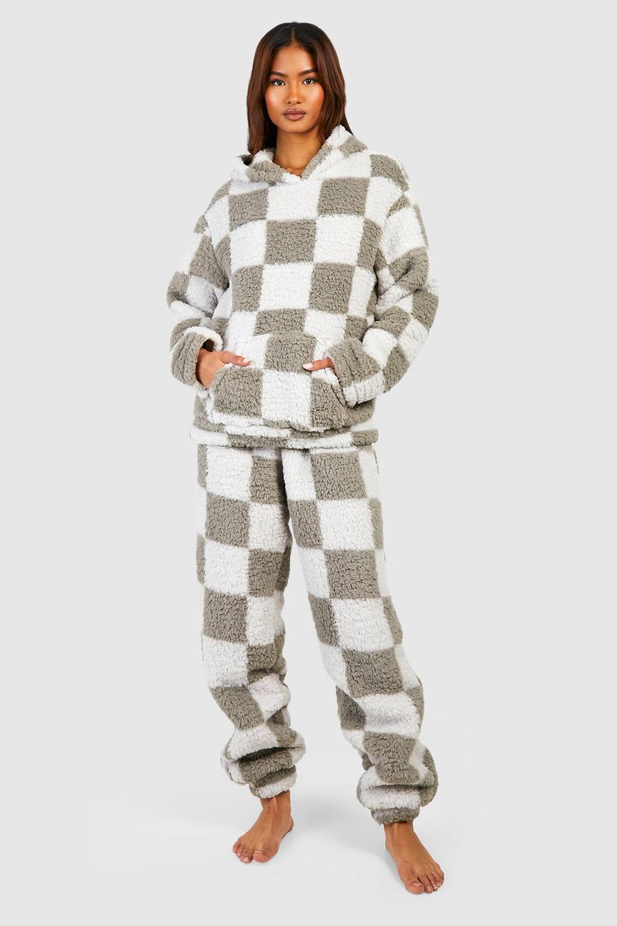 Grey gris Tall Premium Fleece Checkerboard Joggers
