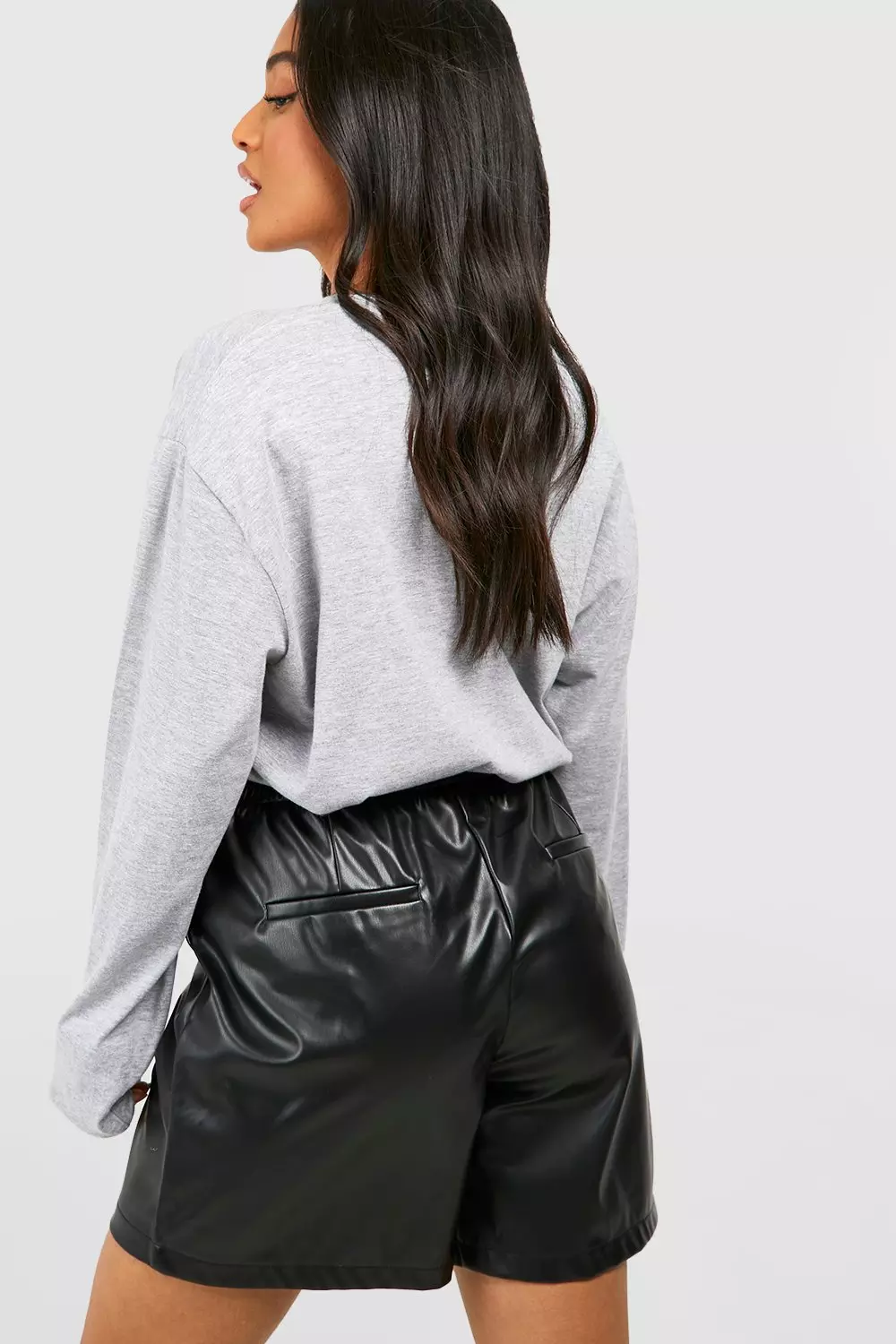 Leather drawstring shorts deals
