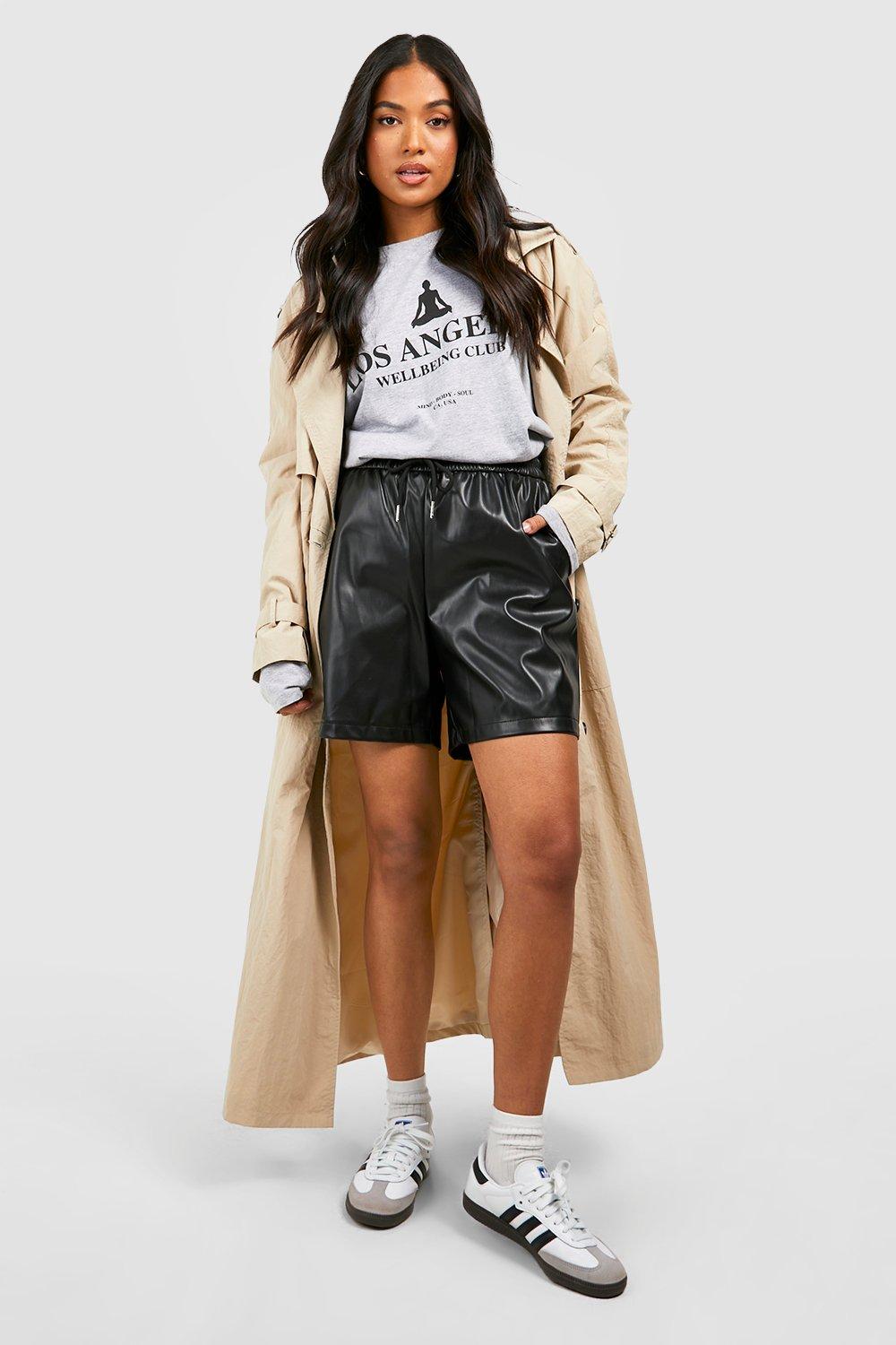 Missguided faux leather shorts in black